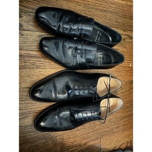 Gravati Dress Shoes Black Lace up And Loafers Shoes Men's Size 9 M Lot Of 2